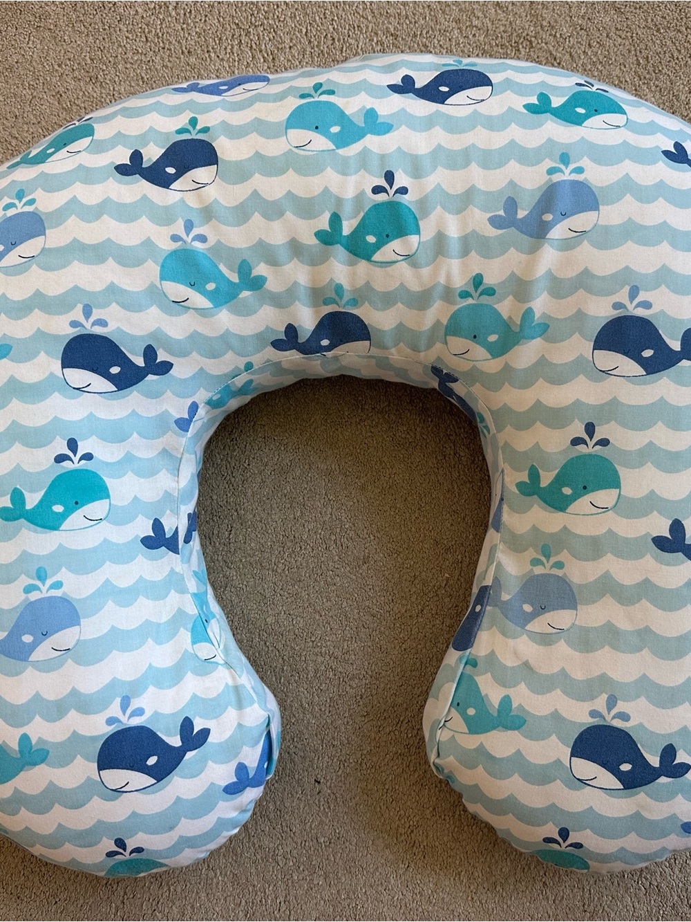 Boppy Nursing & Infant Support Pillow โ Blue Whale Print